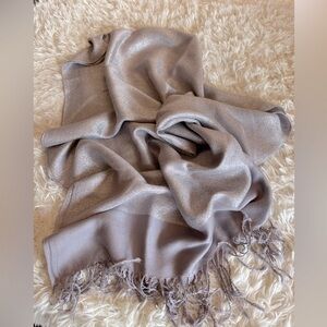 29 Palms metallic silver fringed scarf shawl wrap
